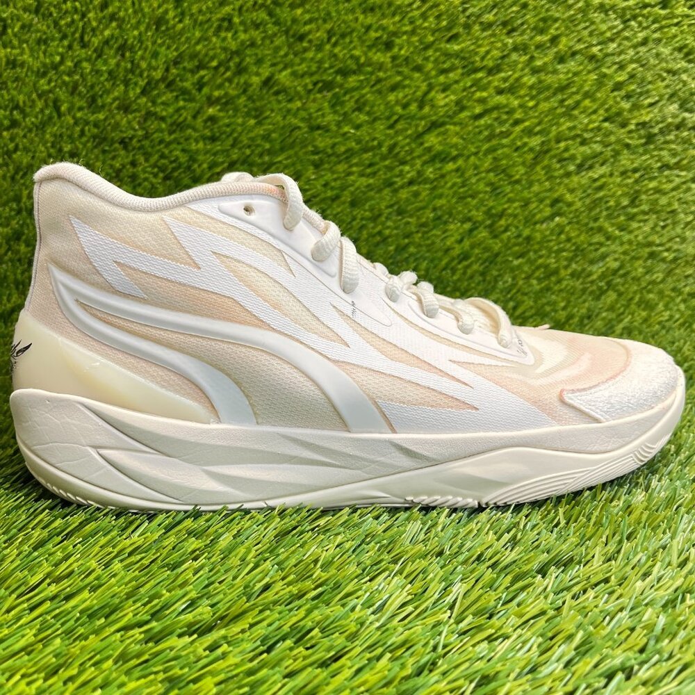 Puma MB.02 LaMelo Ball Mens Size 9.5 White Ivory Basketball Shoes Sneakers
